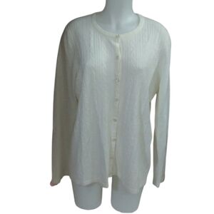 6/$15 Size XL George white button-down cable knit sweater